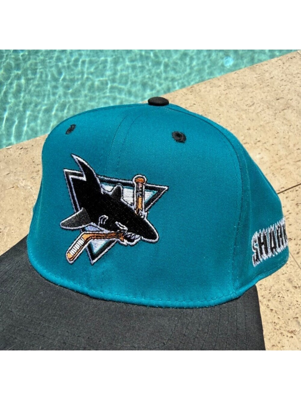 Vintage 90s Starter NHL San Jose Sharks Fitted Hat 7 1/2